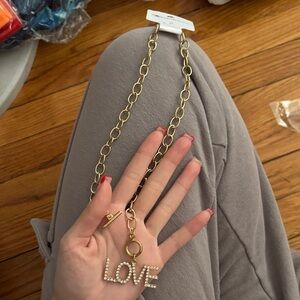 Gold Chain Necklace with LOVE Pendant